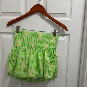 FP Movement by Free People Lime Tie-Dye High Waist Shorts